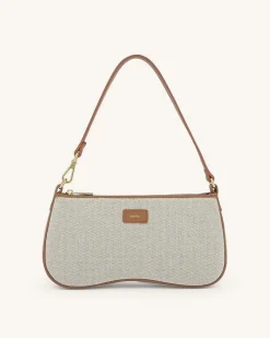 Fashion Shoulder Bag - Beige Canvas - JW PEI