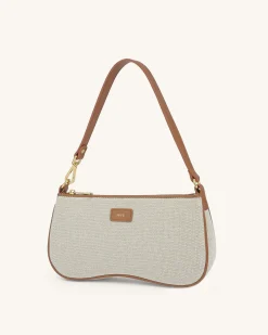 Fashion Shoulder Bag - Beige Canvas - JW PEI