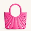 Faye Leaf Beach Bag - Bright Pink