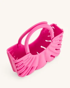 Faye Leaf Beach Bag - Bright Pink