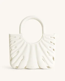 Faye Leaf Beach Bag - White