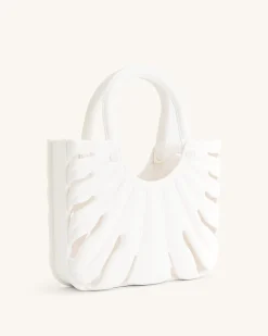Faye Leaf Beach Bag - White