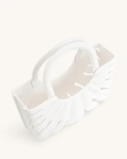 Faye Leaf Beach Bag - White