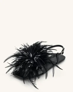 Fluffy Flats Sandals - Black