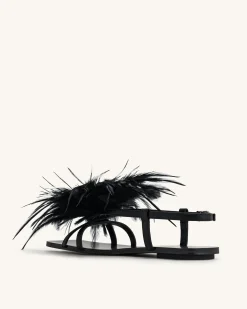 Fluffy Flats Sandals - Black