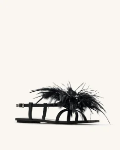 Fluffy Flats Sandals - Black