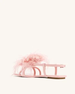 Fluffy Flats Sandals - Pink Beige