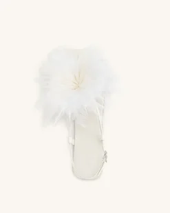 Fluffy Flats Sandals - White