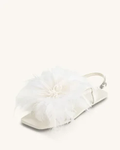 Fluffy Flats Sandals - White