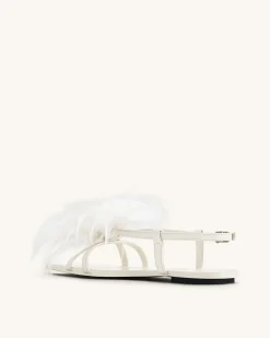 Fluffy Flats Sandals - White