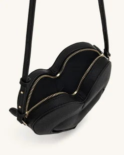 Francisca Heart Shaped Crossbody Bag - Black