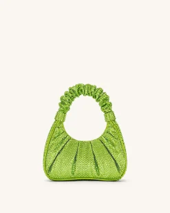 Gabbi Artificial Crystal Medium Ruched Hobo Handbag - Green