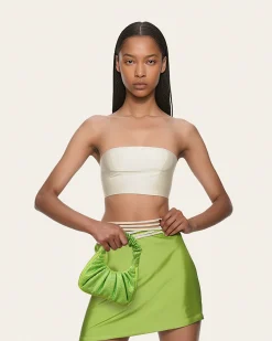 Gabbi Artificial Crystal Medium Ruched Hobo Handbag - Green