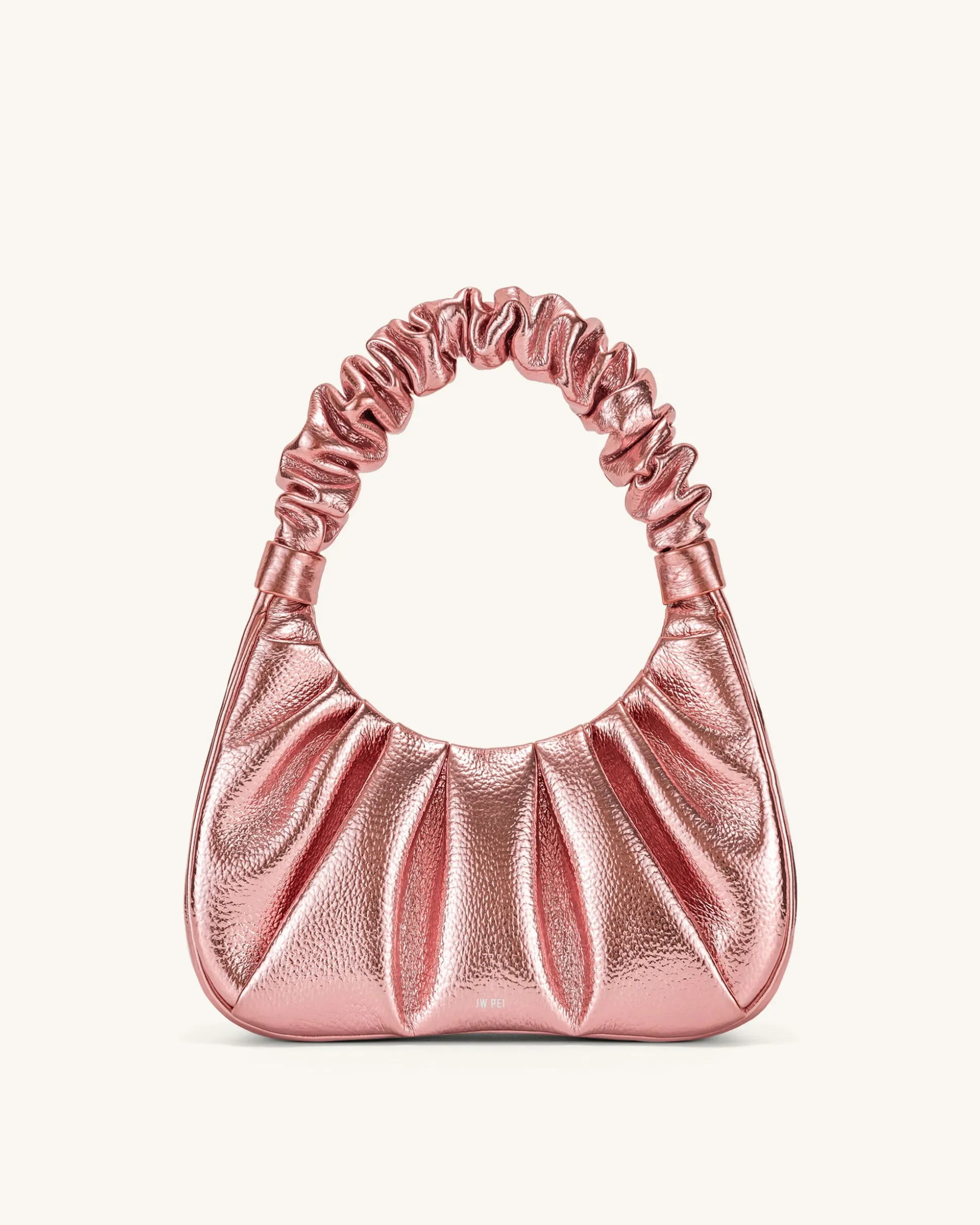 Gabbi Metallic Ruched Hobo Handbag - Pink