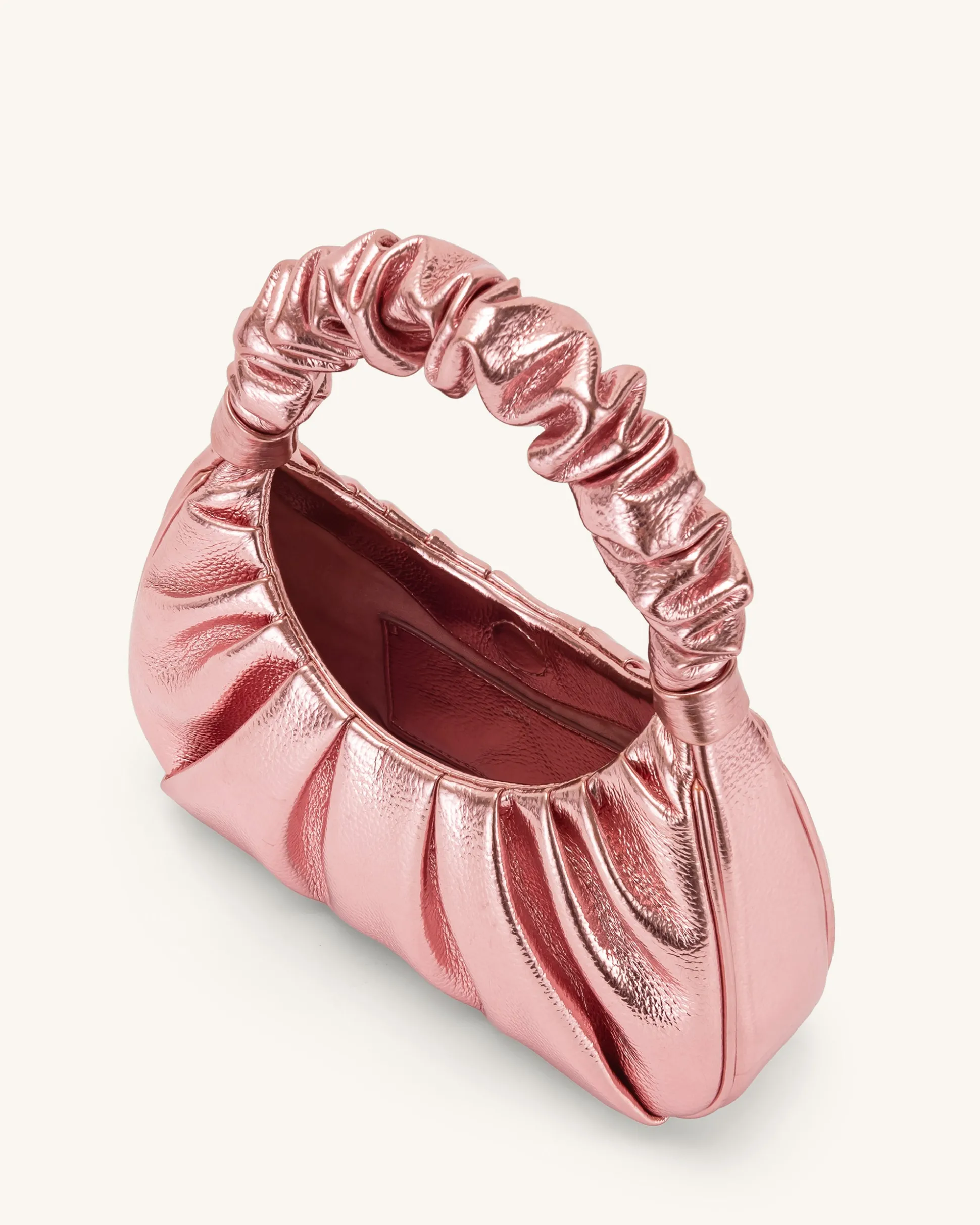 Gabbi Metallic Ruched Hobo Handbag - Pink