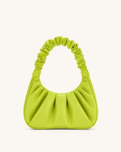 Gabbi Ruched Hobo Handbag - Cyber Lime