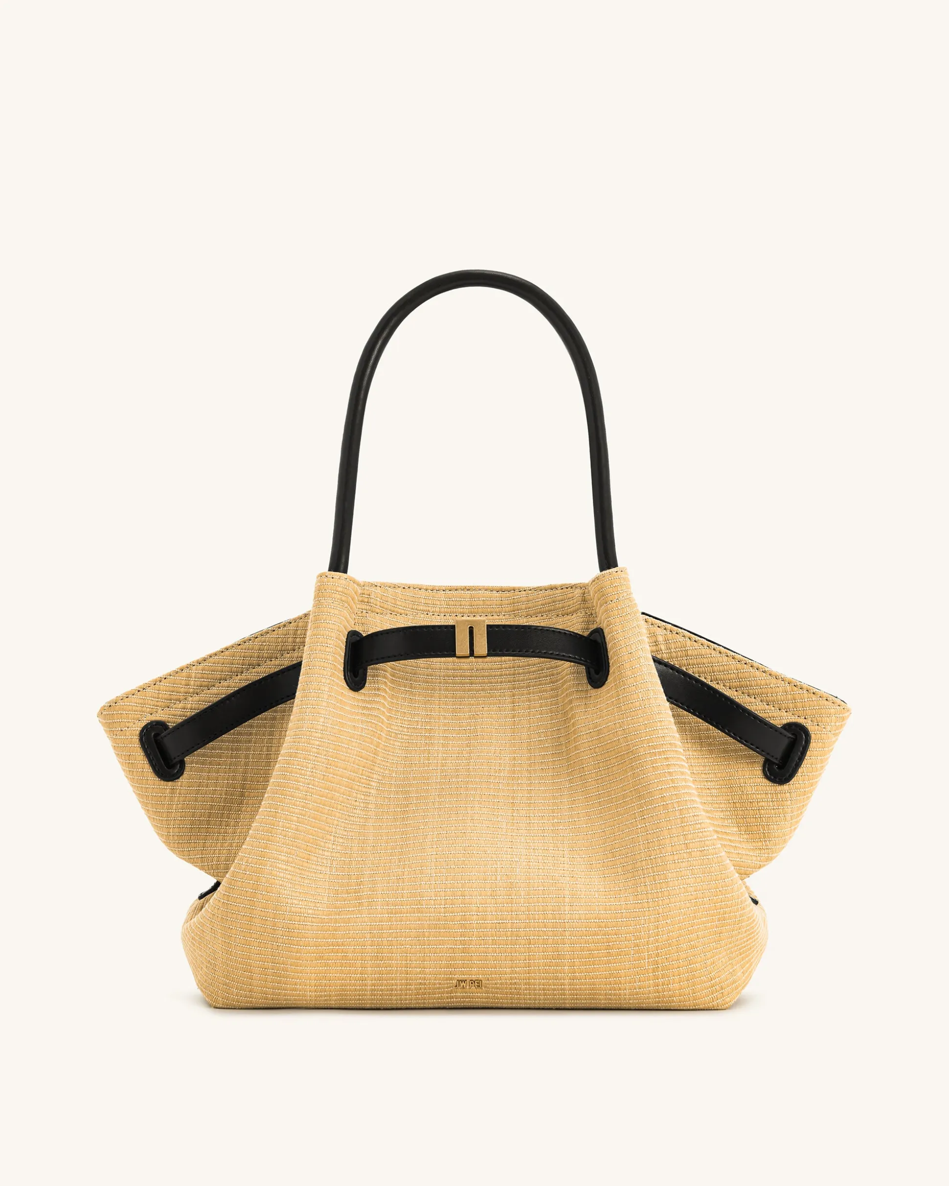 Hana Medium Faux Straw Tote Bag - Brown Straw