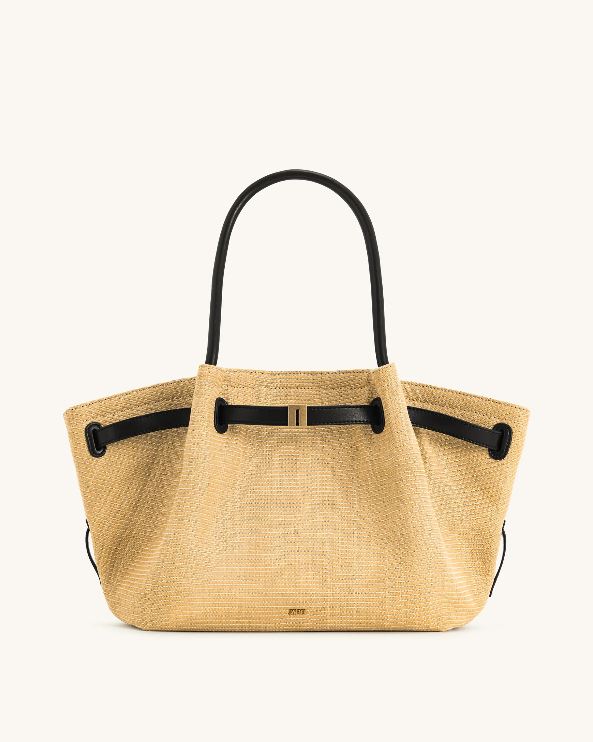 Hana Medium Faux Straw Tote Bag - Brown Straw