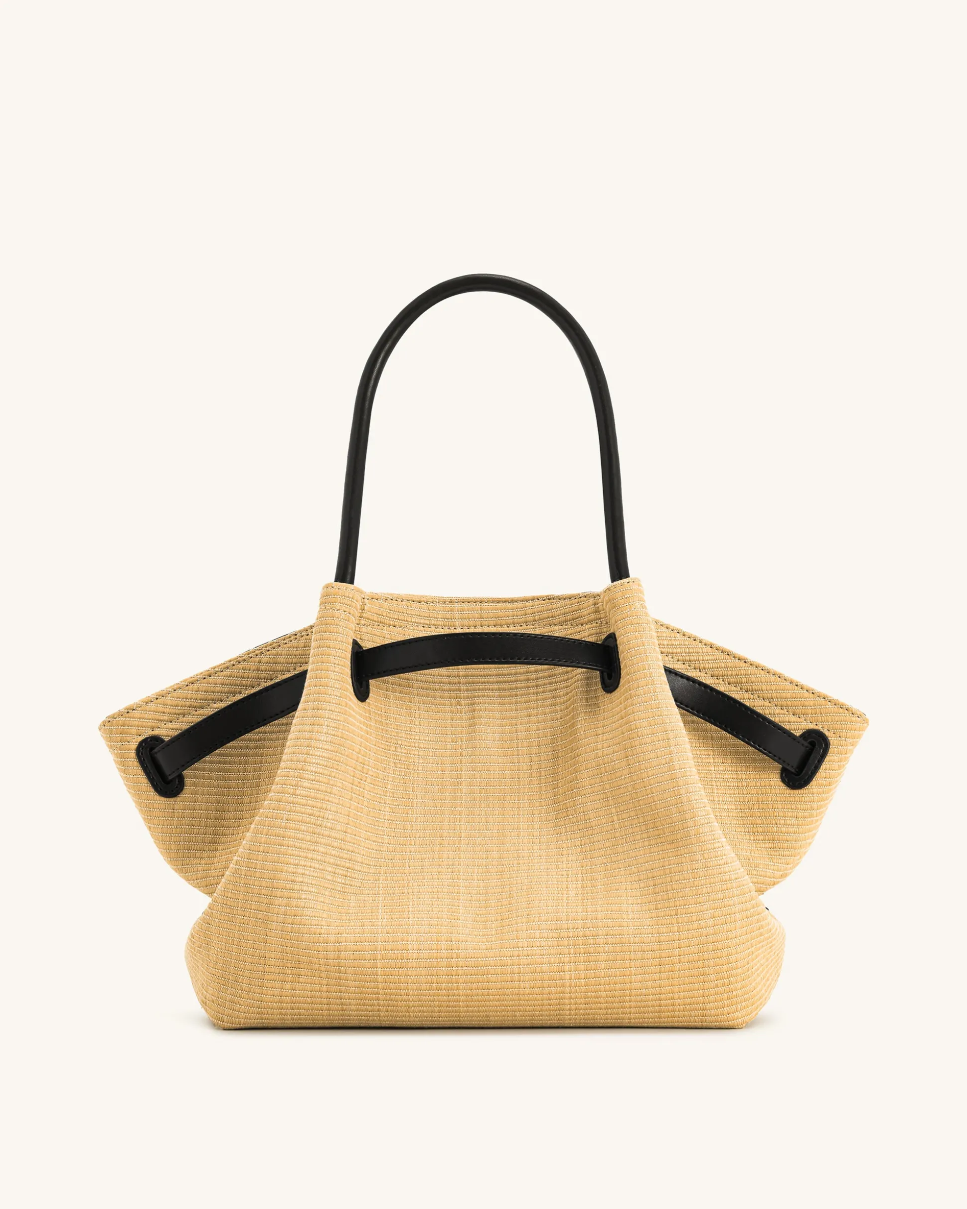 Hana Medium Faux Straw Tote Bag - Brown Straw