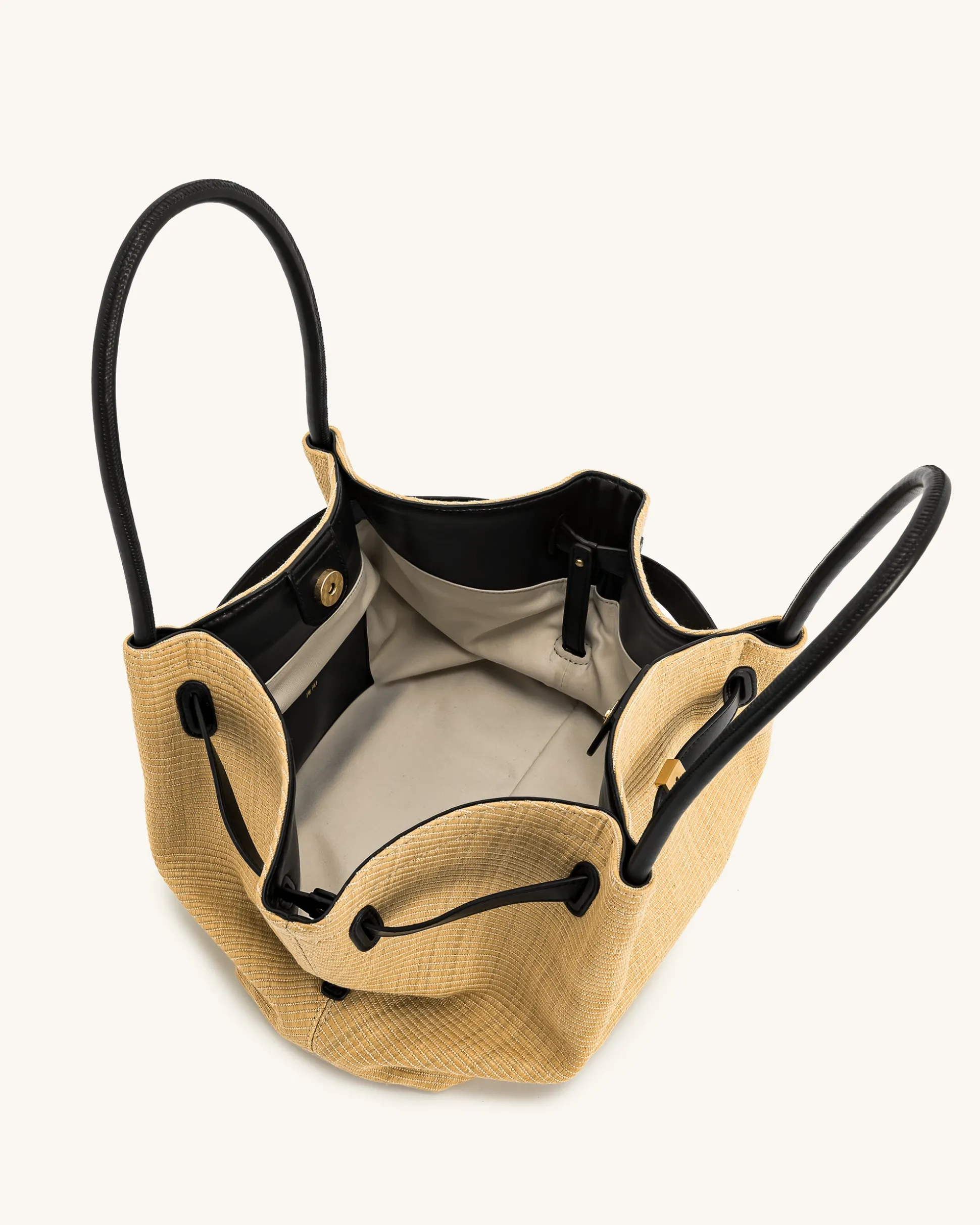 Hana Medium Faux Straw Tote Bag - Brown Straw