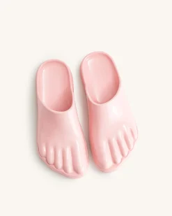 Hayley Toe Model Flat Mules - Pink Beige