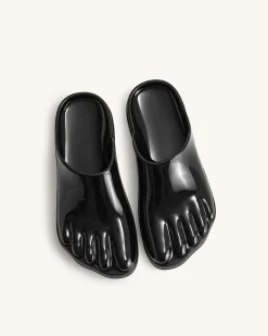 Hayley Toe Model Flat Mules - Black