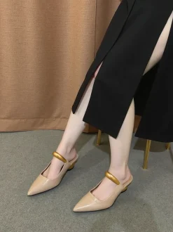 Helena Pierced Mules - Khaki