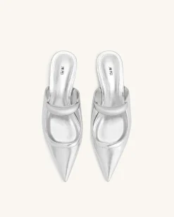 Helena Pierced Mules - Silver