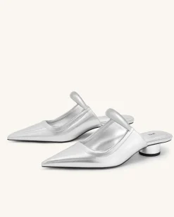 Helena Pierced Mules - Silver