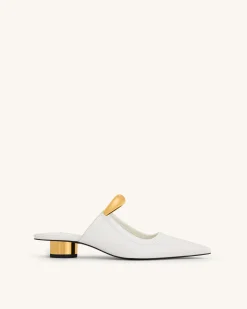 Helena Pierced Mules - White
