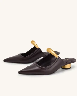 Helena Pierced Mules- Claret Red