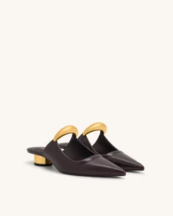 Helena Pierced Mules- Claret Red