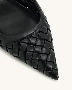 Helena Weave Pierced Mules - Black