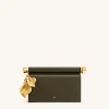 Holly Metal Pendant Embellished Clutch - Dark Olive