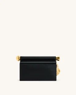 Holly Metal Pendant Embellished Clutch - Black