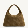 Iaura Faux Suede Woven Shoulder Bag - Olive Green