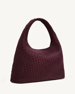 Iaura Woven Shoulder Bag - Deep Burgundy