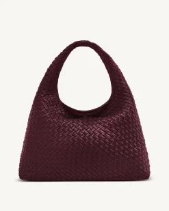 Iaura Woven Shoulder Bag - Deep Burgundy