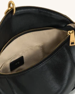 Jayla Metal Pendant Embellished Shoulder Bag - Black
