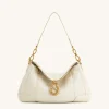 Jayla Metal Pendant Embellished Shoulder Bag - White