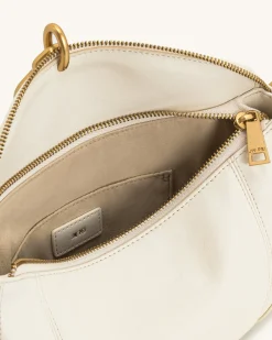 Jayla Metal Pendant Embellished Shoulder Bag - White