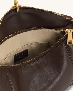 Jayla Metal Pendant Embellished Shoulder Bag - Dark Brown