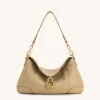 Jayla Metal Pendant Embellished Shoulder Bag - Khaki