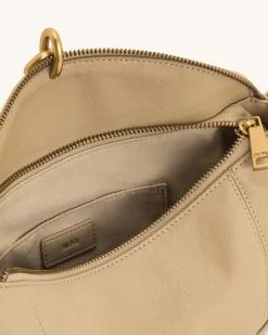 Jayla Metal Pendant Embellished Shoulder Bag - Khaki