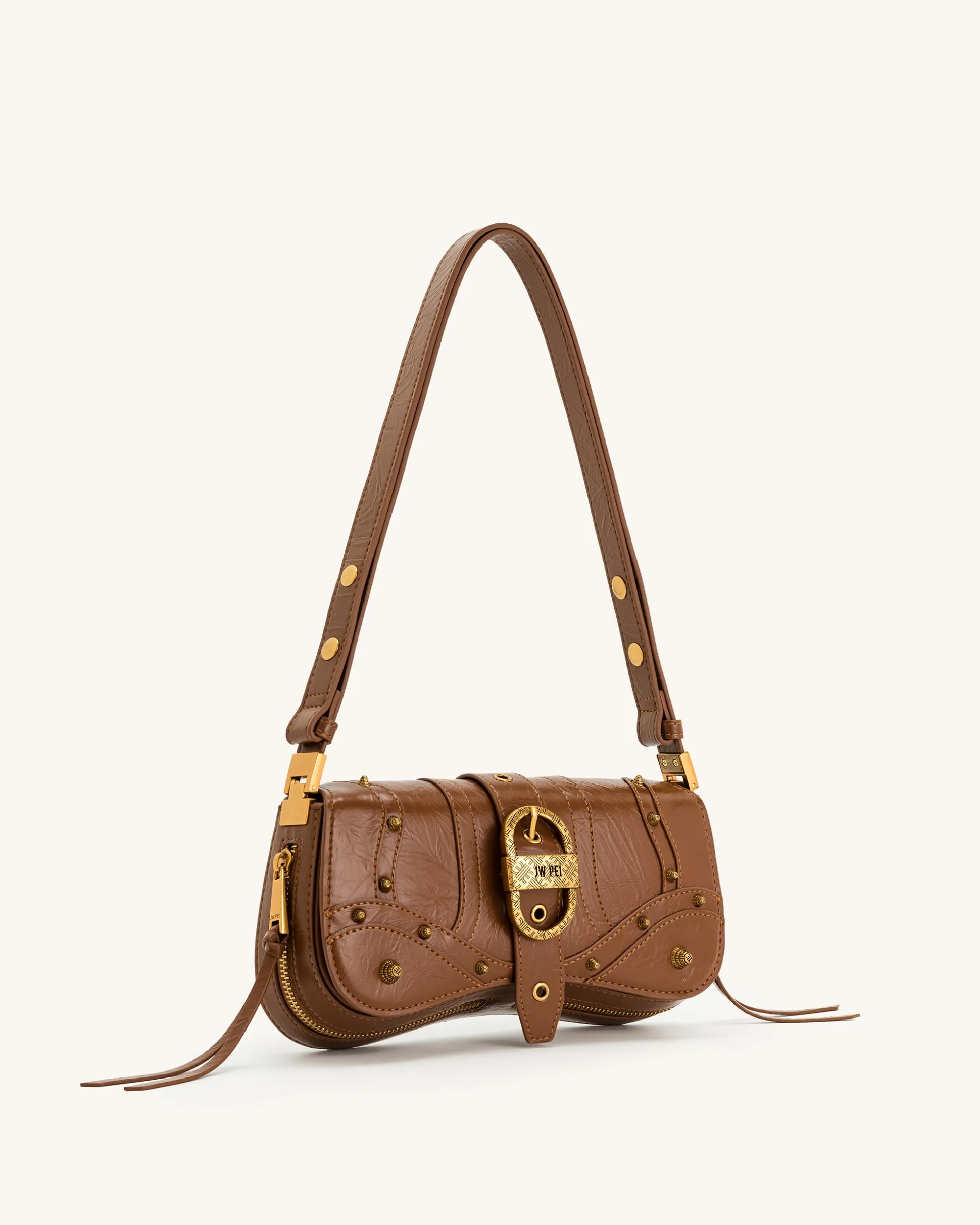 Joy Crushed Shoulder Bag - Brown