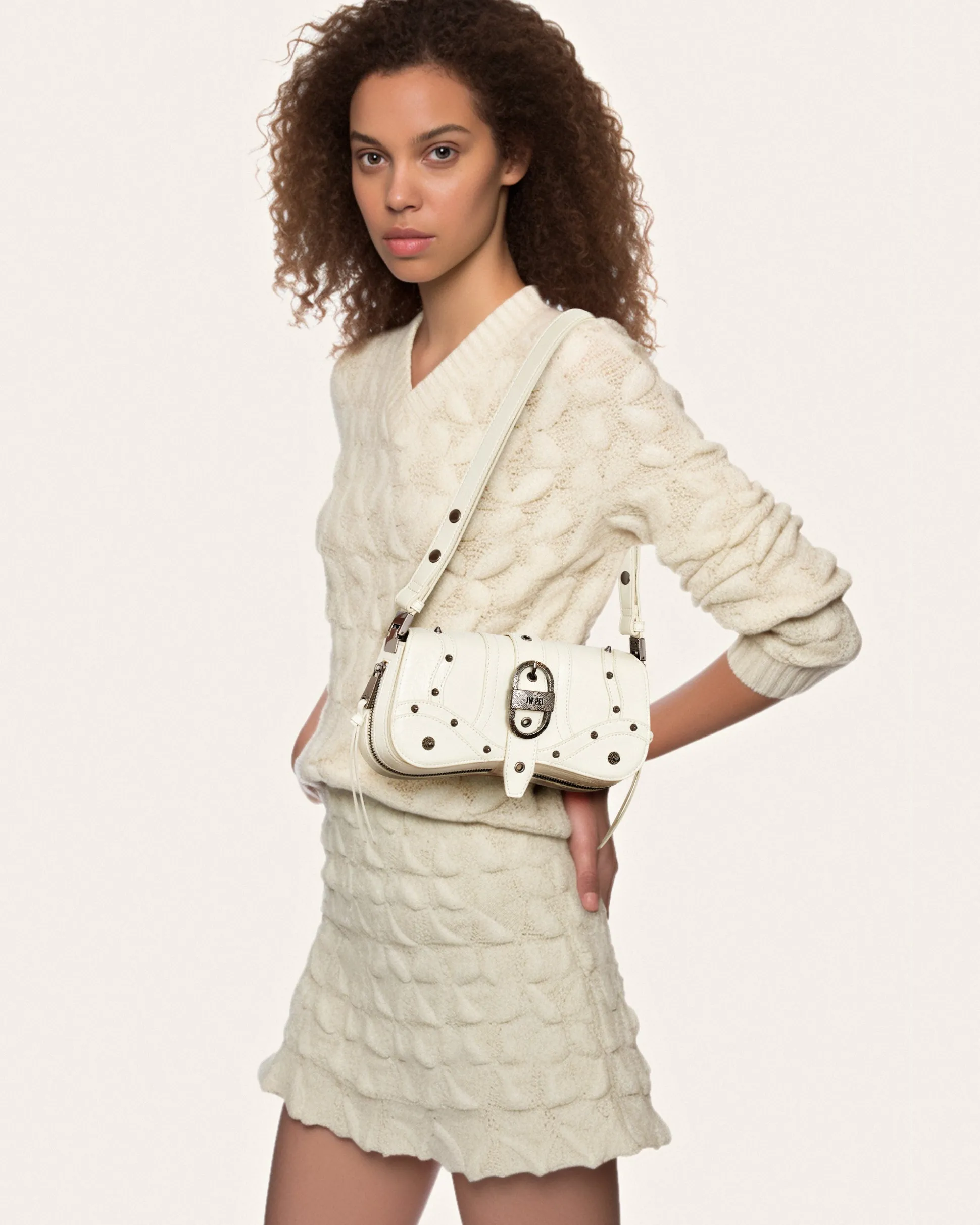 Joy Crushed Shoulder Bag - White