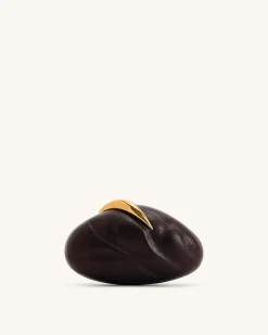 Kaya Irregular Oval Clutch - Dark Brown