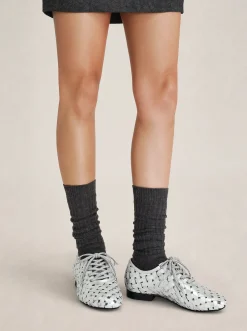 Kayla Weave Strap Flat Shoes - Silver