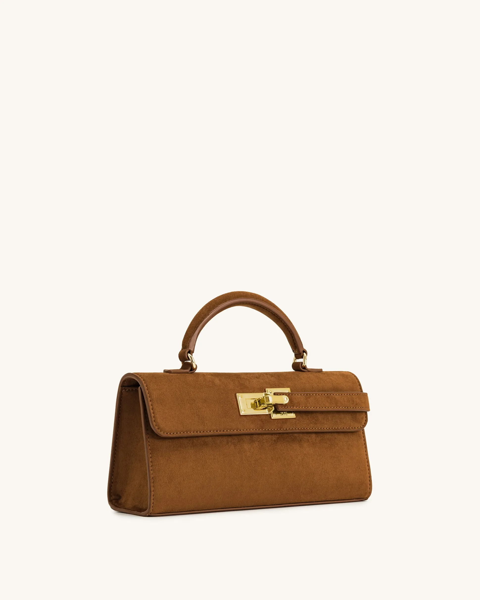 Keyla Faux Suede Top Handle Bag - Brown