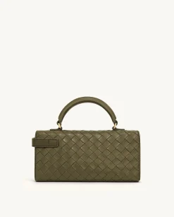 Keyla Weave Texture Top Handle Bag - Olive Green